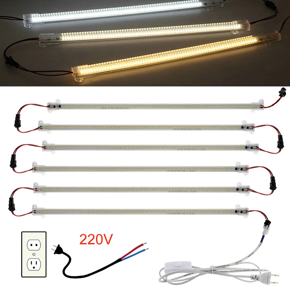 1-6X LED Bar Light Rigid Strip Under Cabinets 72 LED Floodlight Tube Lightbar AC 220V for Home Kitchen Indoor Lighting Backlight