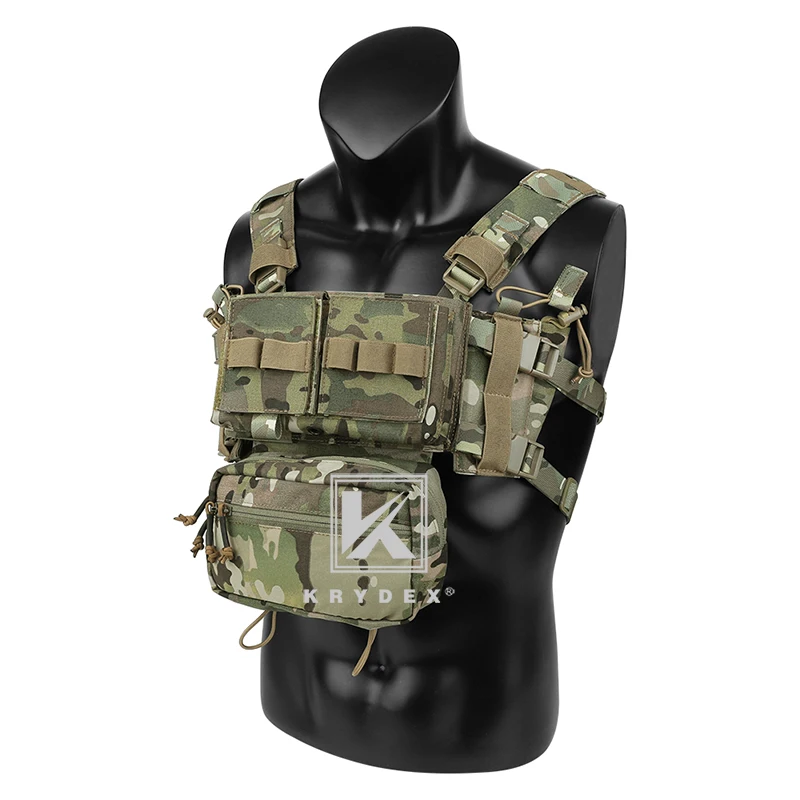 KRYDEX MK3 Tactical Chest Rig Mini Spiritus Airsoft Hunting Vest with 5.56mm Magazine Pouch SACK Pouch H Harness Ranger Green