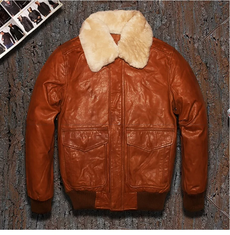 Shipping.fashion Brand Free winter warm leather jacket.plus Size motorcycle jackets,mens genuine cow leather coat.wool