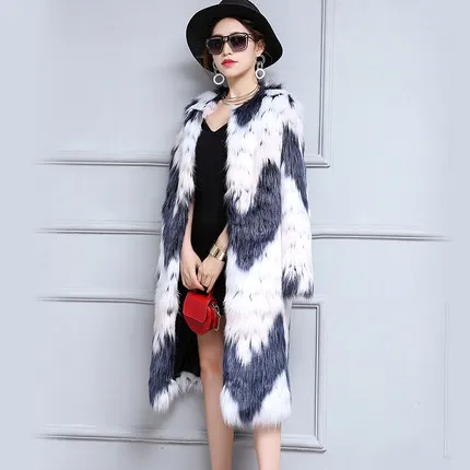 Top brand Gradient Women Fashion Color Faux Fox Fur Coat N86  high quality