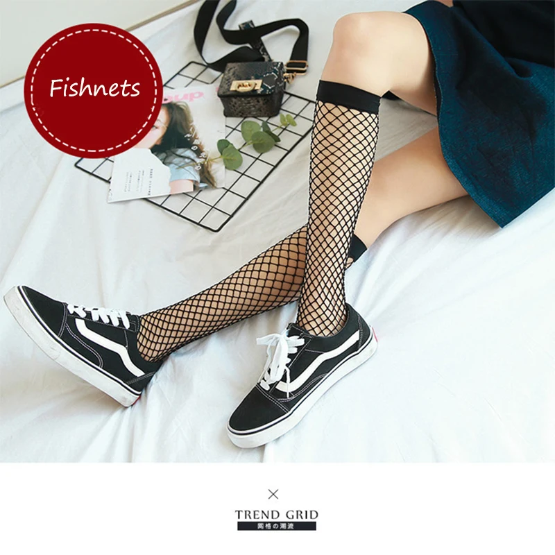 Summer Sexy Fishingnets Hollow-Out Shank Socks Nylon Mesh Fashion Leisure Medium Hose  Lolita Hotiie Thin Middle Tube Hosiery