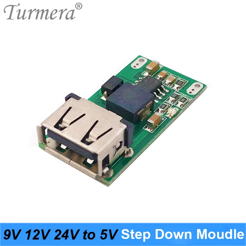 Turmera 6-24V 9V 12V 24V to 5V 3A Car USB Charger Module DC Buck Step Down Converter 5V Power Supply Module  for Lithium Battery