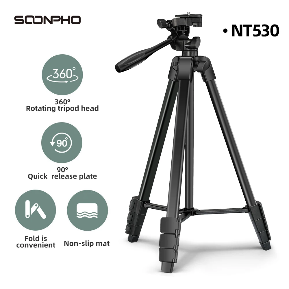 Soonpho Lightweight Tripod Aluminum Travel/Camera/Call Phone Holder Tripod with Carry Bag for Phone Camera Traveling