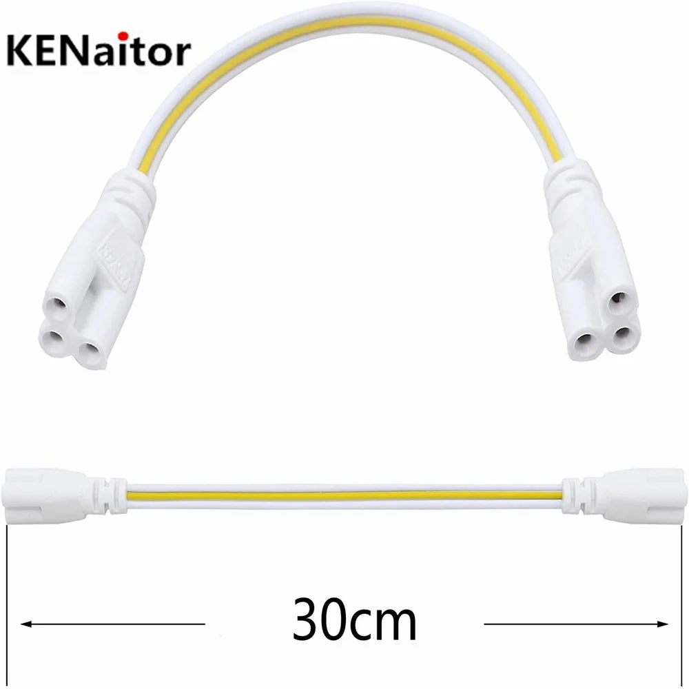 50pcs 3 pin LED Tube Connector 30cm Three-phase T5 T8  Led Lamp Lighting Connecting Double-end Cable Wire