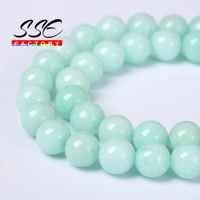 Wholesale Natural Stone Beads Blue Amazonite Round Loose Spacer agates Beads 4MM 6MM 8MM 10MM 12MM For Bracelet Necklace Making