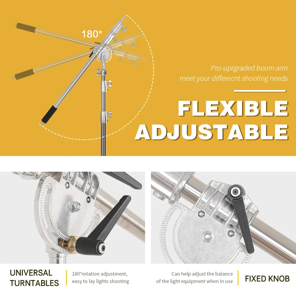 Cross Arm Stainless Steel Kit Light Stand With Weight Bag Photo Studio Accessories Extension Rod 2.49M Length