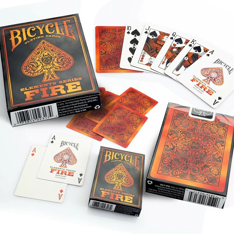 Bisiklet yangın elemanları serisi oyun kartları USPCC Bicycle Fire güverte kart oyunları sihirli hileler sihirli sahne