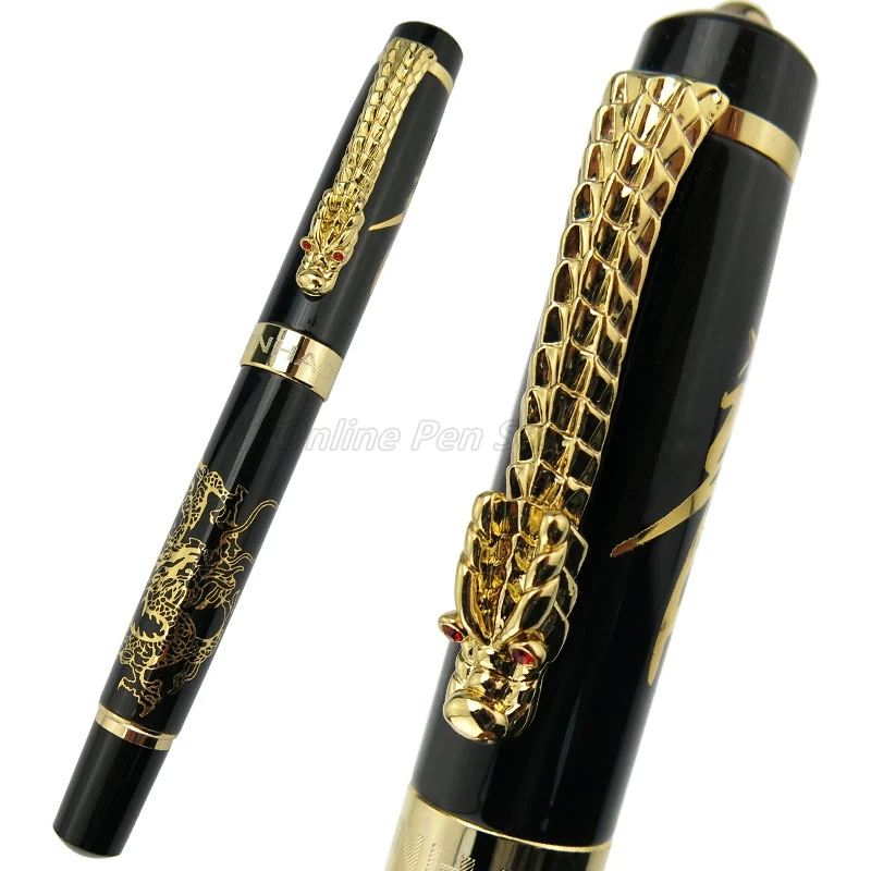 

Jinhao Metal Ancient Black Descendants of The Dragon Broad Nib Fountain Pen Office School Writing Gift Pen Accessory