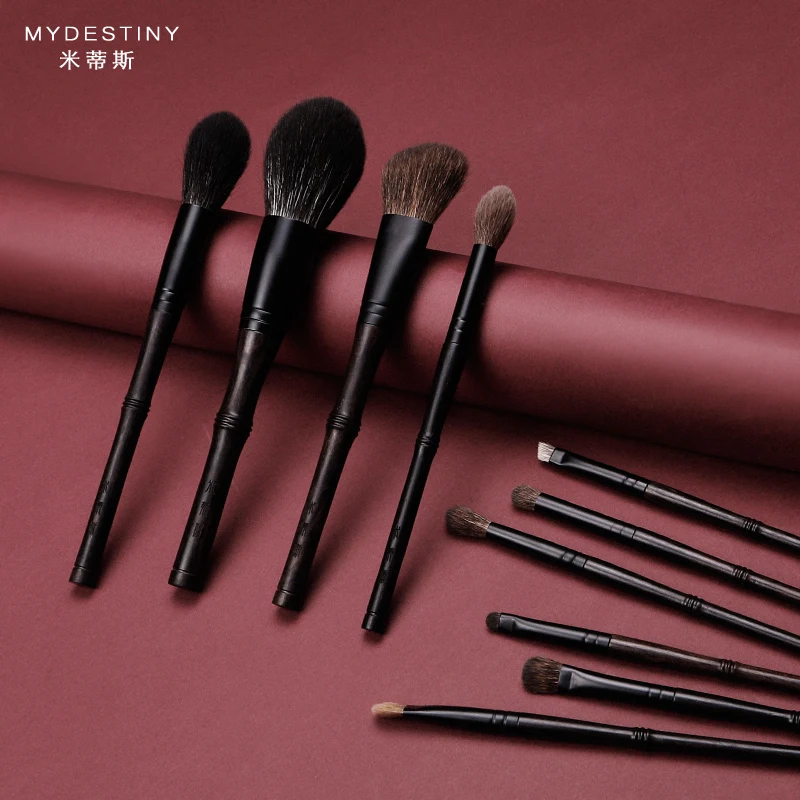 MyDestiny Makeup Brush-Luxurious Tranditional Ebony Handle Brushes Set-10Pcs-Carefully Chosen Natural Hair Pens Kit-Professional