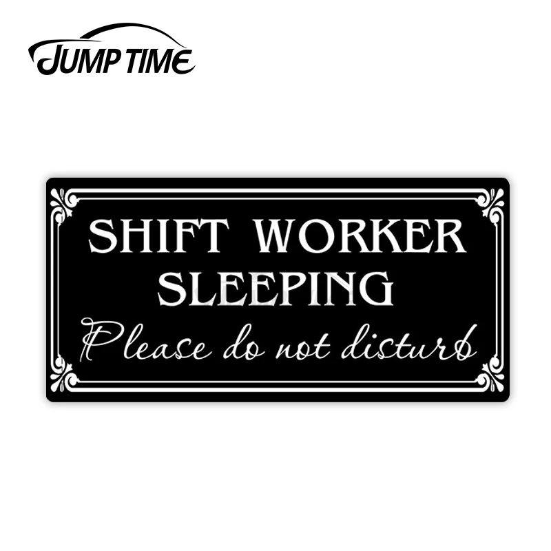 Jump Time 13cm x 6cm Car Sticker Shift Worker Sleeping Decals Personality Bulding Factory Door Waterproof Vinyl Car Decoration