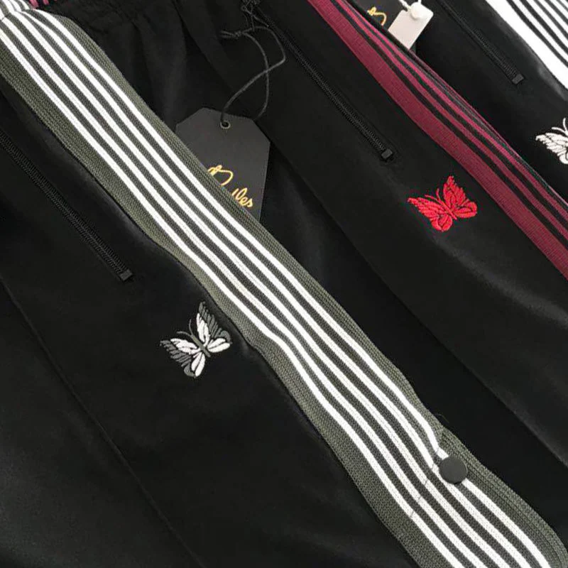 AWGE Needles Pants Rocky Pants Hip Hop 1:1 High Quality Butterfly Embroidery Track Sweatpants Japan Needles Trousers