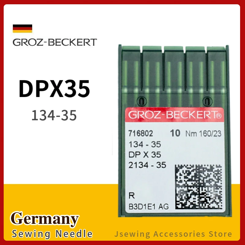 10PCS DPX35 Groz-Beckert  For Industrial Sewing Machine Needles 134-35 2134-35 Fit Leather Fabric PFAFF & ADLER