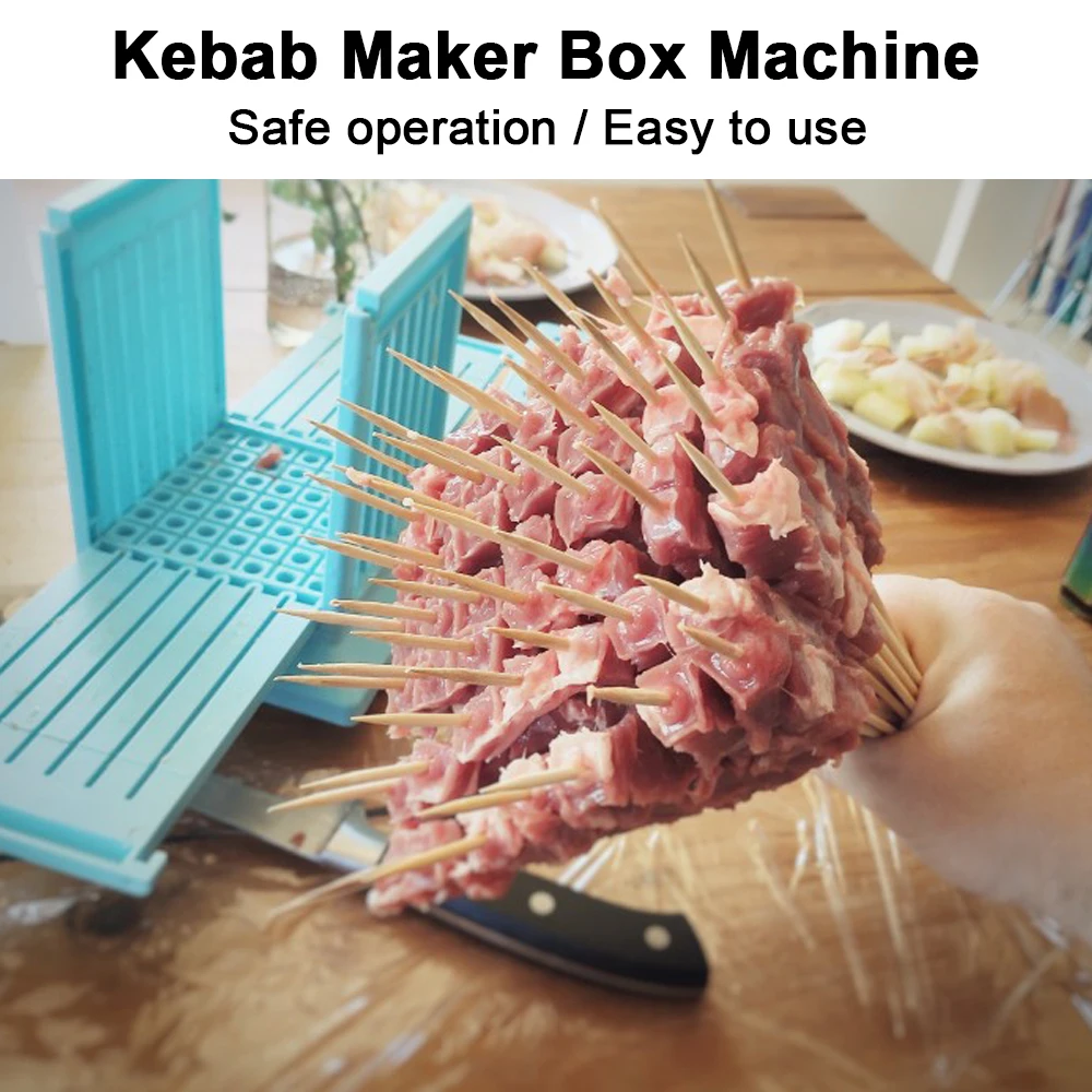 Beef Pork Meat 49 Holes Barbecue Accessories Vegetables Barbecue Stringer Box Machine Kebab Maker Skewer Tools