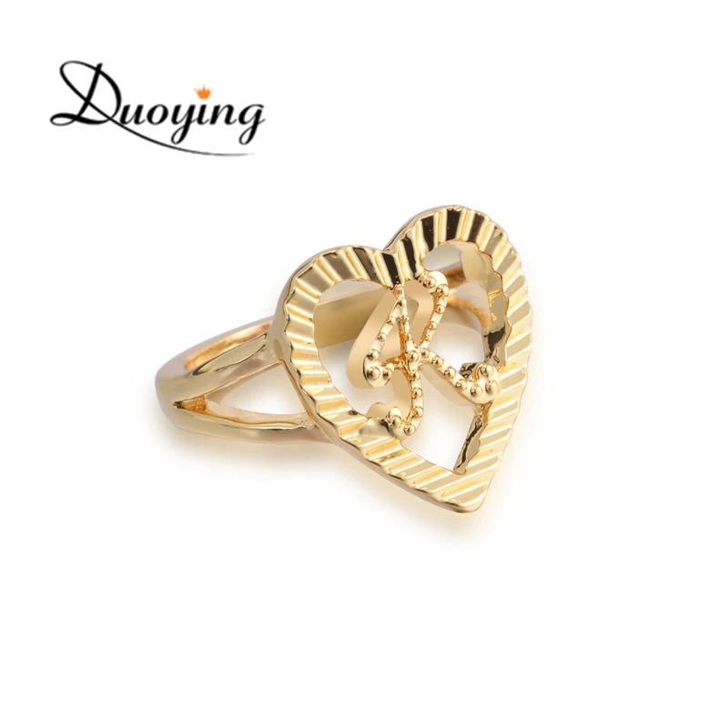 Duoying Custom Name Rings Gold Personality Hip-Hop Ring Women Fashion Punk Letter Ring Heart Shape Gifts For Christmas