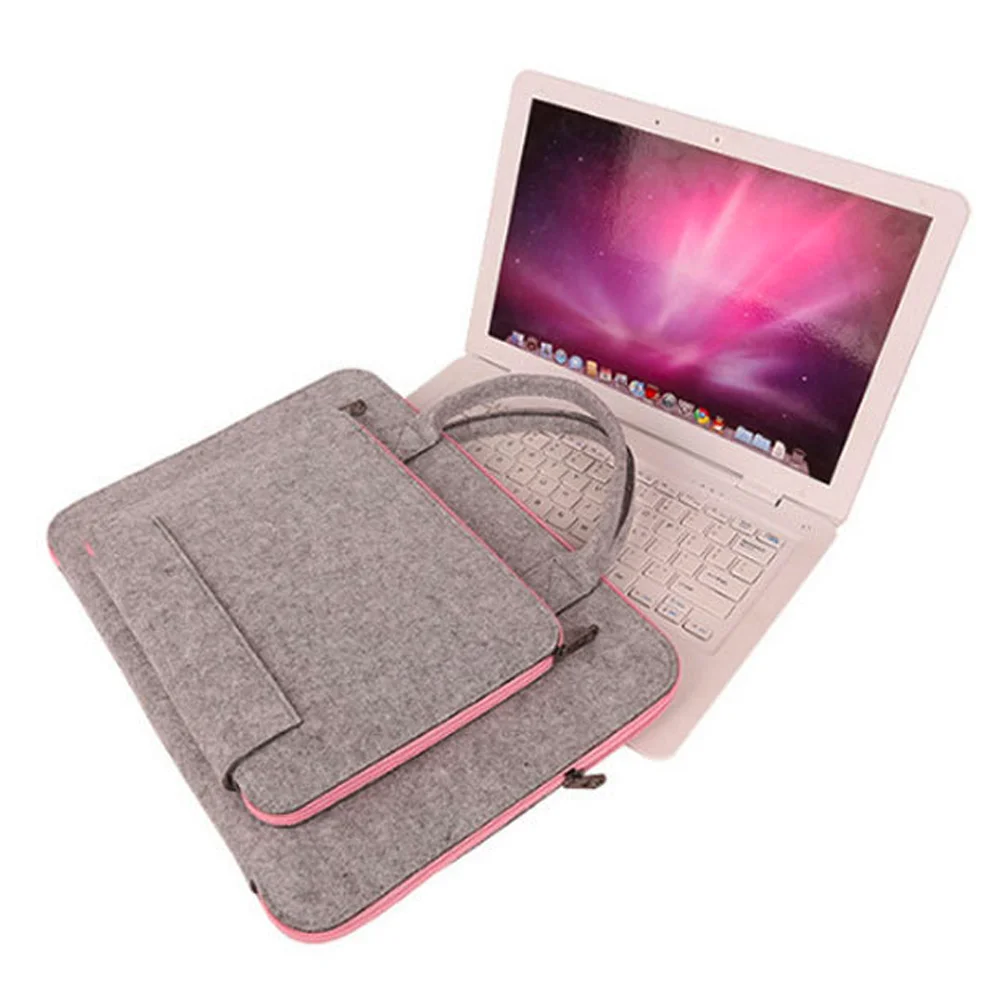 Wool Felt Laptop Sleeve Bag 11-15 Inch Briefcase Hand Bags for IPAD Macbook Pro Notebook Wear-resistant Notebook Liner Package