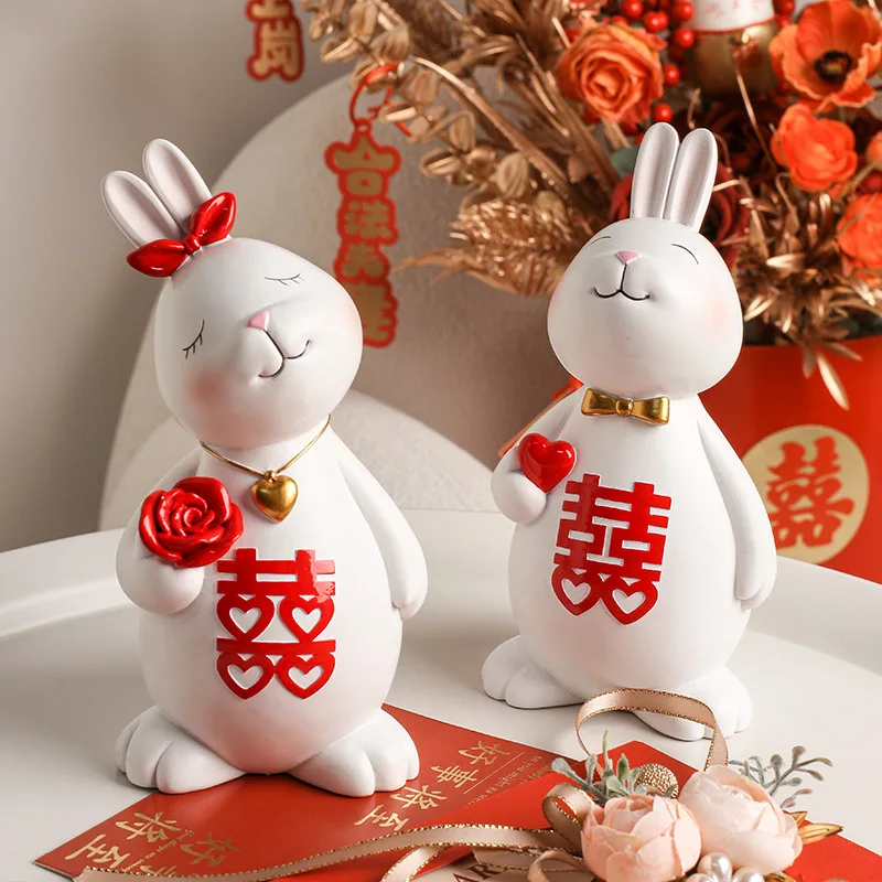 

Wedding Couple Rabbit Ornament Decoración Hogar Newlyweds Home Living Room Decoration Gifts Ornaments новогодние украшения 2022