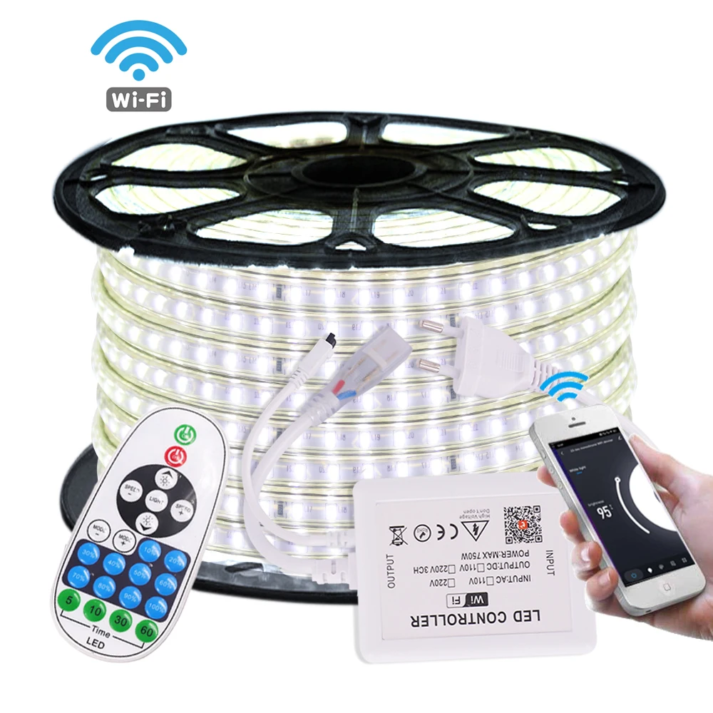 

220V 110V 5050 LED Strip Light Dimmable Wifi Remote Control Flex Led Ribbon 750W Power 60LED/m Waterproof 1m 5m 10m 20m 50m 100m