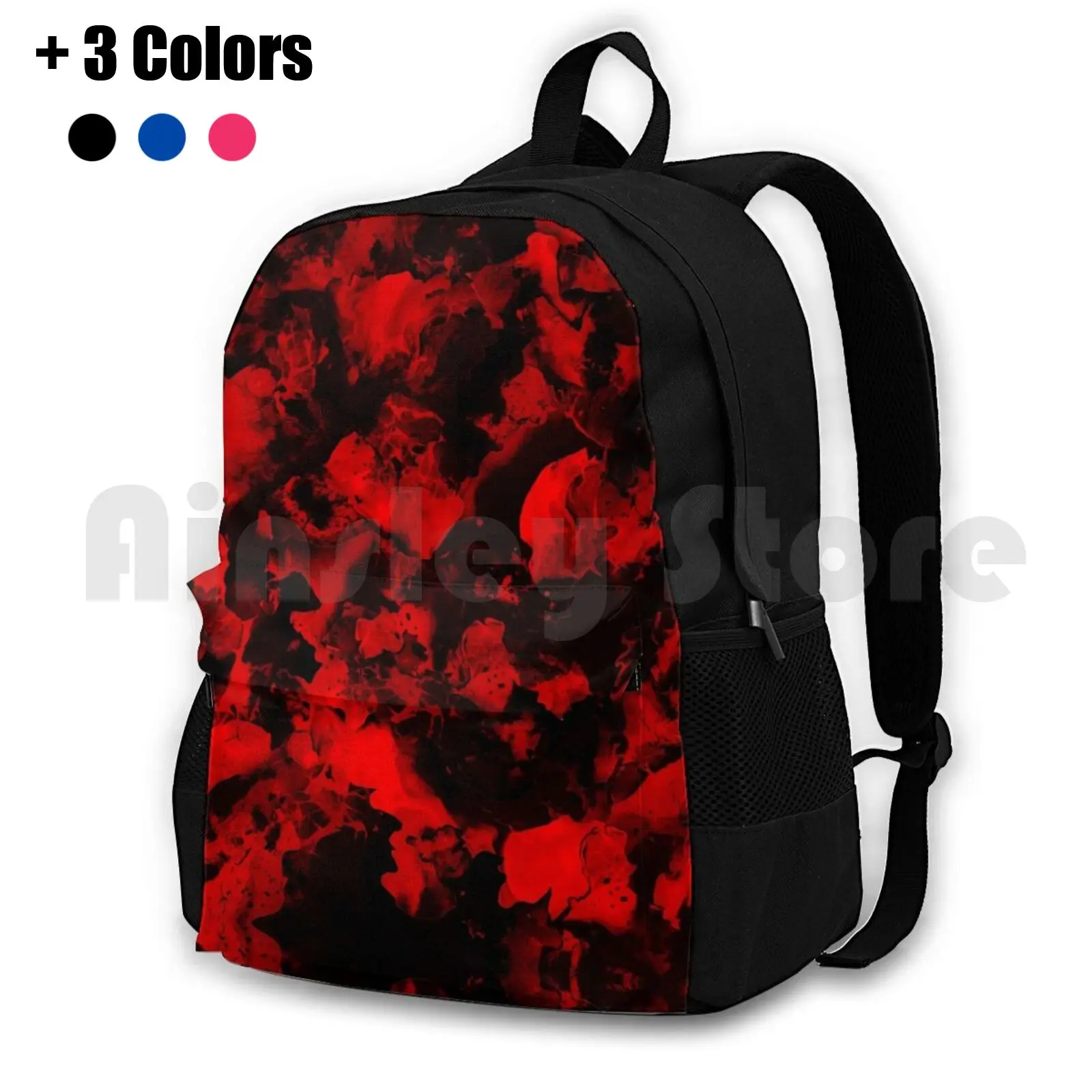 Red Black-Red And Black Ink , Abstract Art. Outdoor Hiking Backpack Waterproof Camping Travel Abstract Art Red Black And Red