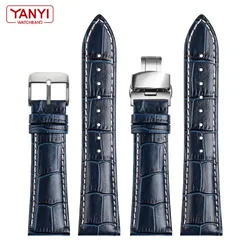 Top layer cowhide Genuine Leather bracelet 19 21mm 22mm dark blue watch strap for Longines L29094920 watchband wristwatches band