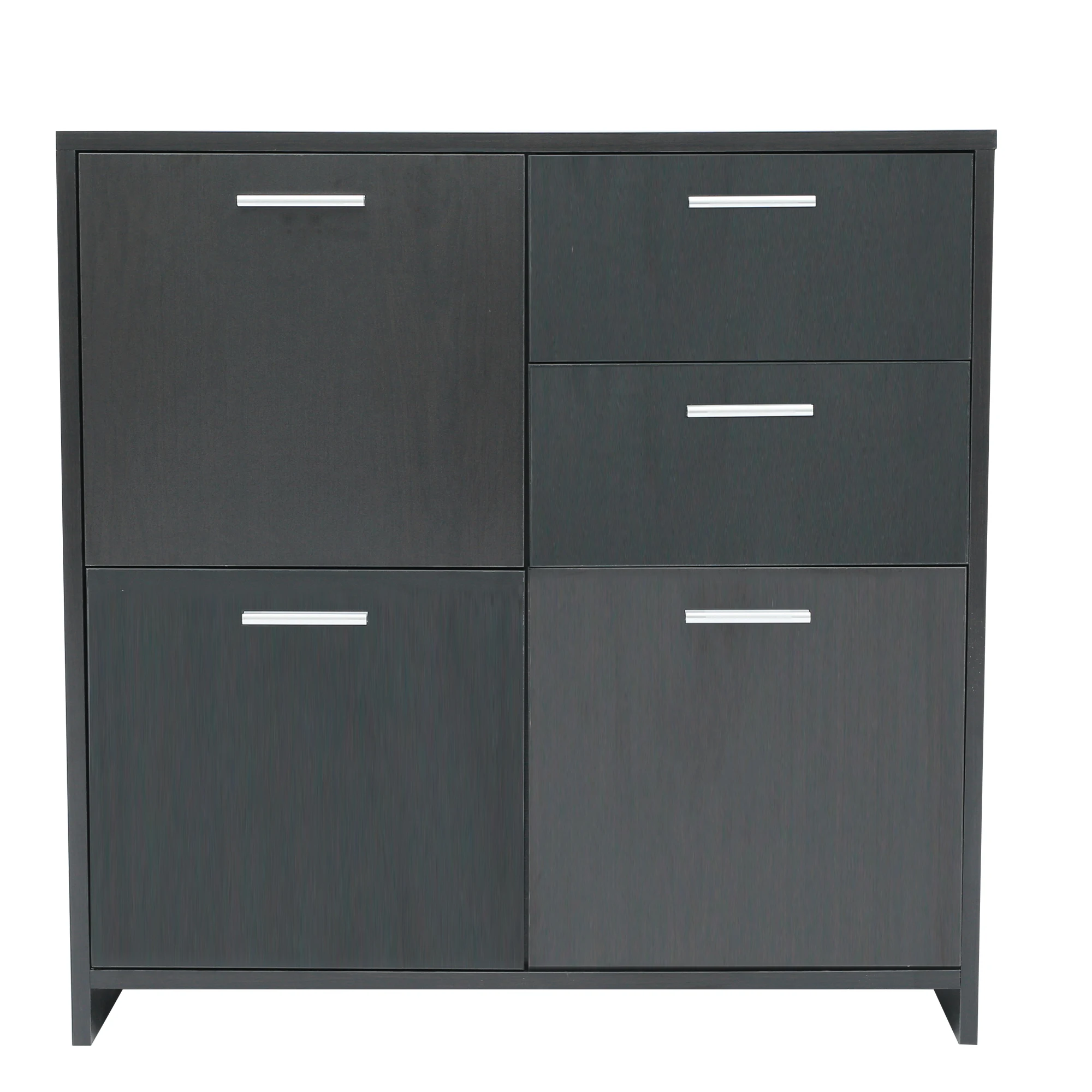 30.3"Lx11.8"Wx30.3"H Storage Cabinet with 2 Drawers&3 Doors Cupboard Sideboard Wide Drawer Dresser Black[US-W]