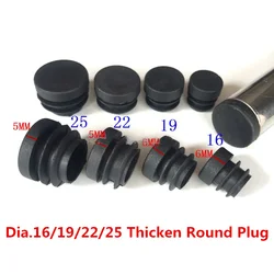 Thicken Black Round Plastic Blanking Plug Caps 16MM-25MM Tube Pipe Inserts Plug Bung Insert Stopper For Chair Leg Pipe