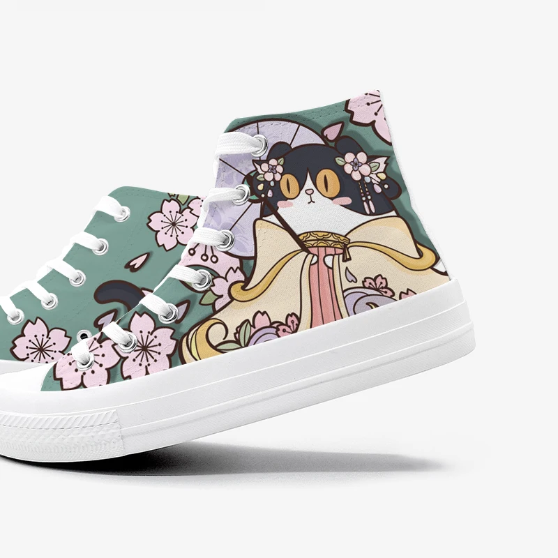 Amy and Michael Anime Hand Painted Ladies Canvas Shoes Girls Ankle Hi Tops Sneakers Women Student Retro Plimsolls Pumps Trainers