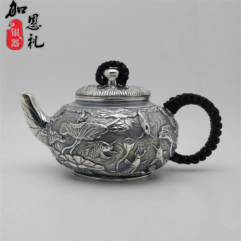 Teapot, handle teapot, silver teapot, hot water teapot, 135ml water, kung fu tea set.