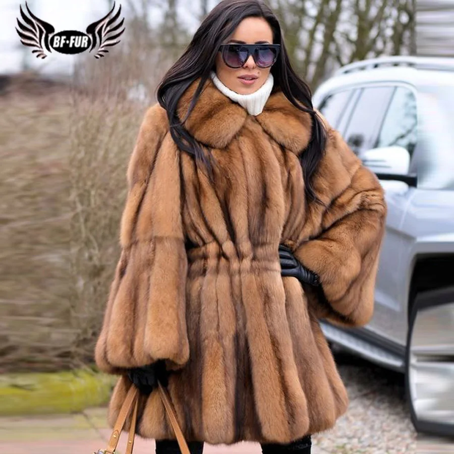 BFFUR Winter Real Mink Fur Coats Luxury Women Natural Mink Fur Coat Genuine High Quality Fashion Fur Overcoats Woman 2022 New