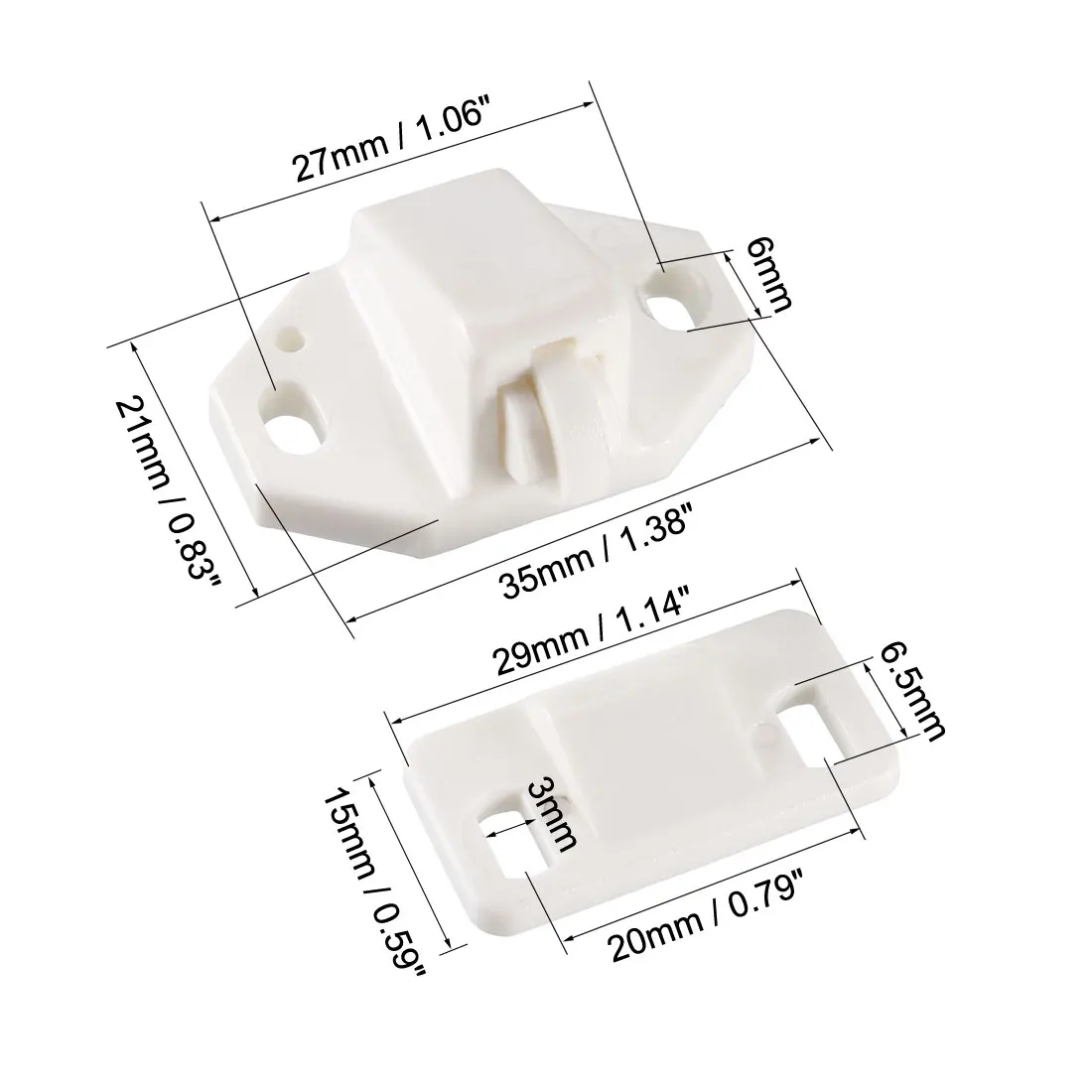 Uxcell 5Pcs Furniture Cabinet Closet Door Roller Catch with ABS Roller White