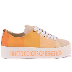 Benetton-Orange Color Laced High Bottom Women 'S Sneaker