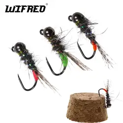 Wifreo 6pcs Trout Fishing Euro Nymph Fly Tungsten Beadhead Jig Fly Fast Sinking Fishing Flies