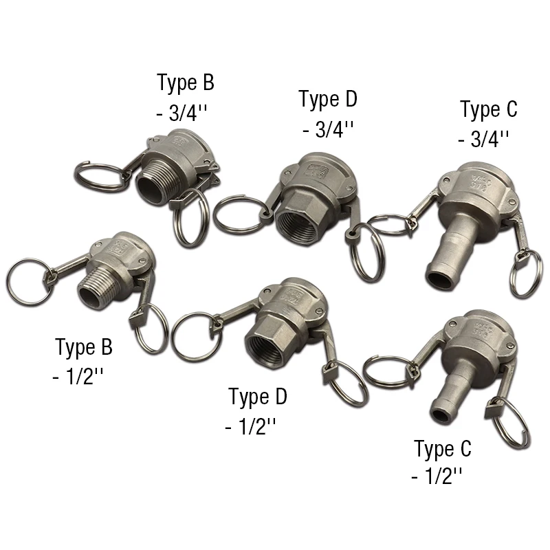 Camlock Quick Coupling, 1/2'' Stainless Camlock Fittings Connectors Cam and Groove Hose Pipe Fitting Adapter,3/4'' cam lock type