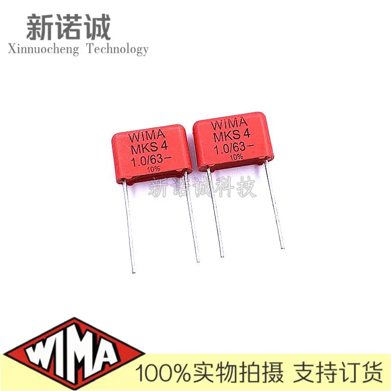 5PCS/10PCS/30PCS/Lot WIMA MKS4 1UF 1.0UF 63V 63v1UF 10% foil film capacitor 1000nF 105 Foot distance 10MM