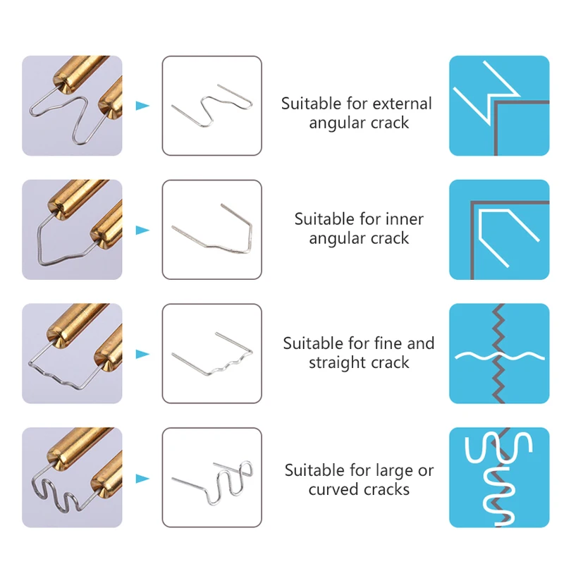 Pistola de soldadura de plástico, máquina soldadora fusor de calefacción, reparación de clavos de soldadura, 4 tipos, herramienta de alambre de soldadura, reparación de parachoques de coche, grapadora caliente