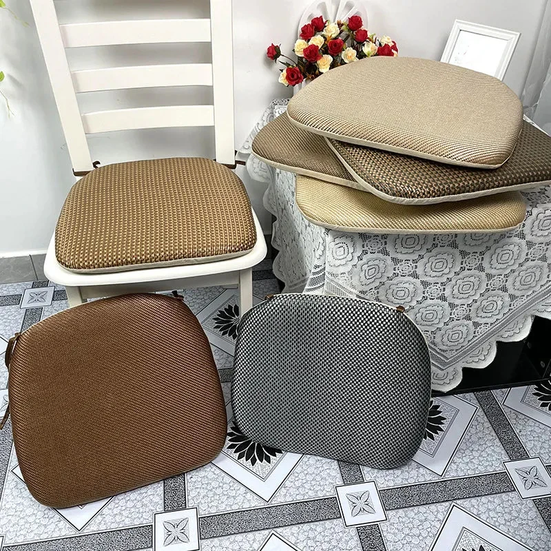 Japanese Tatami Cushion Summer Rattan Cushion Horseshoe-Shaped Chair Non-Slip Pads Washable Thickened Floor Cushion Stool Paddin