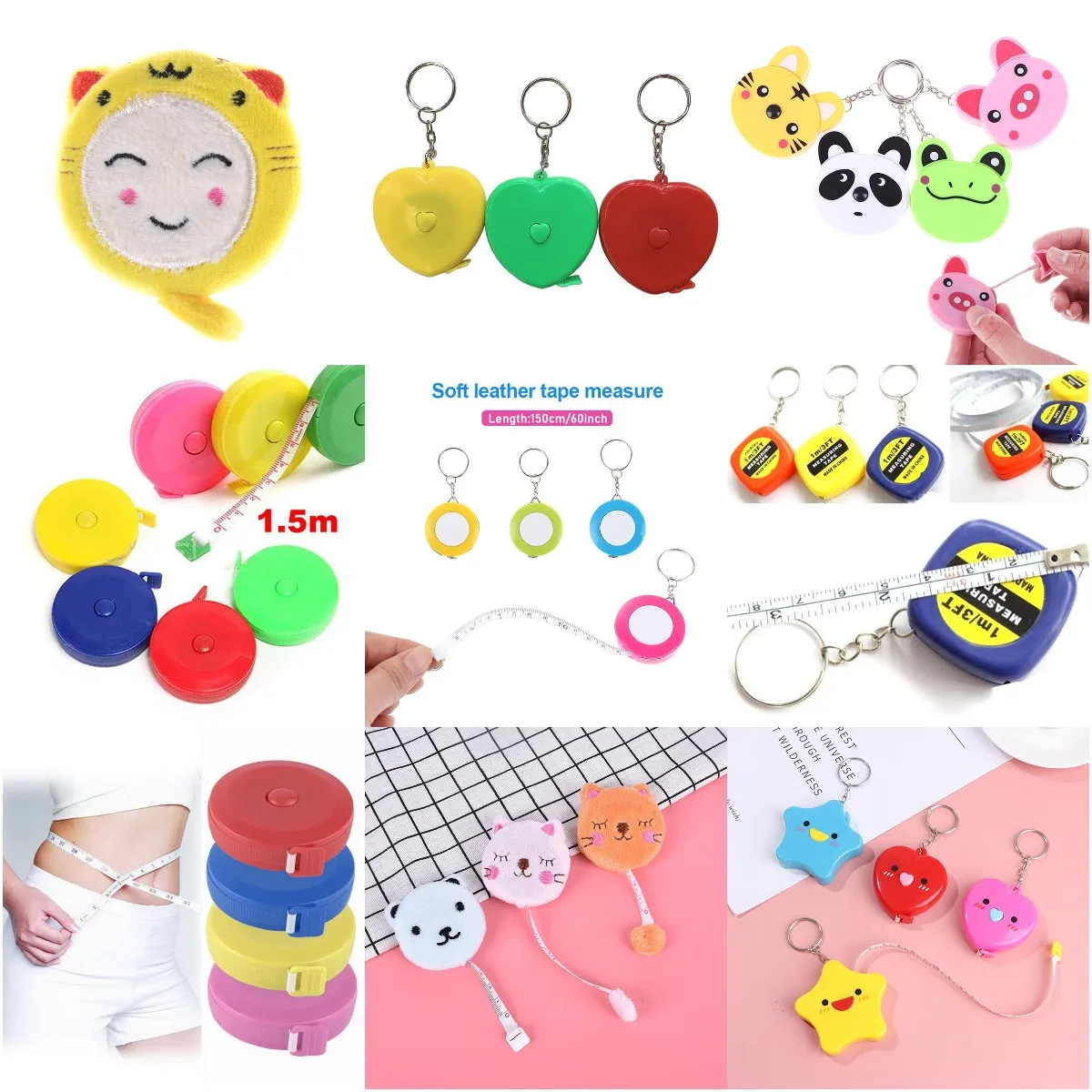 Tape Measure Keychain Pull Ruler Metric Tape Measure Retractable 1/1.5/3m Measuring Tape Meter Inch Tailor Tools 1pc Random Send