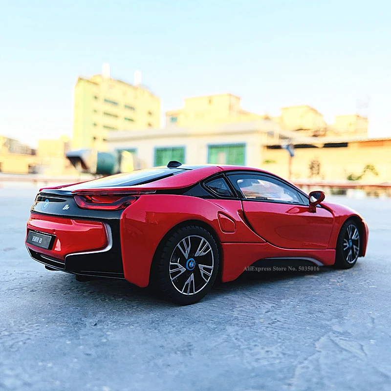 Rastar 1:24 BMW i8 red concept car super running static model alloy car toy collection Christmas gift model car