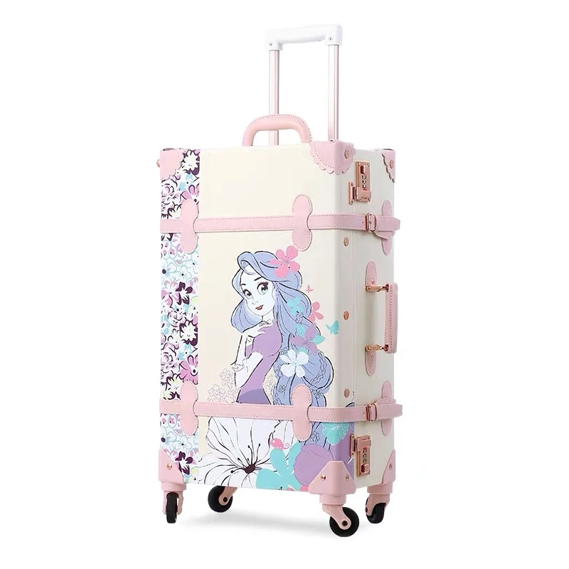 Cute Cartoon PU Travel Bag para mulheres, rolando conjuntos de bagagem, mala retrô com bolsa em rodas universais, novo, 20 \