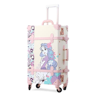 New Cute Cartoon PU Travel Bag Rolling Luggage sets,20\