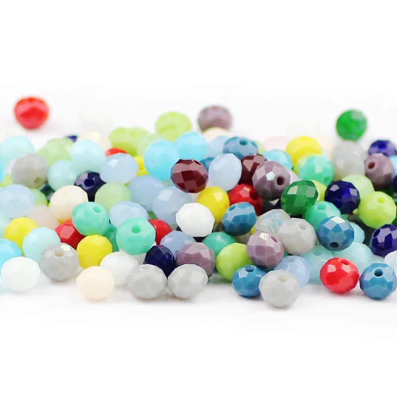 6x4mm Faceted Austrian Ceramic Crystal AB Color 50pcs Flat Round Loose Bead For Handmade Bracelet Making DIY Jewelry Accessories