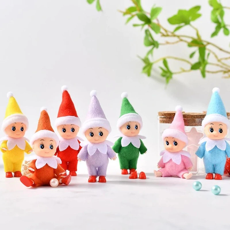 Christmas Mini Baby Elf Dolls Todder Elves Overalls Kindness Craft Babies Doll Toy Decoration on the Shelf Gift for Girl Boy Kid