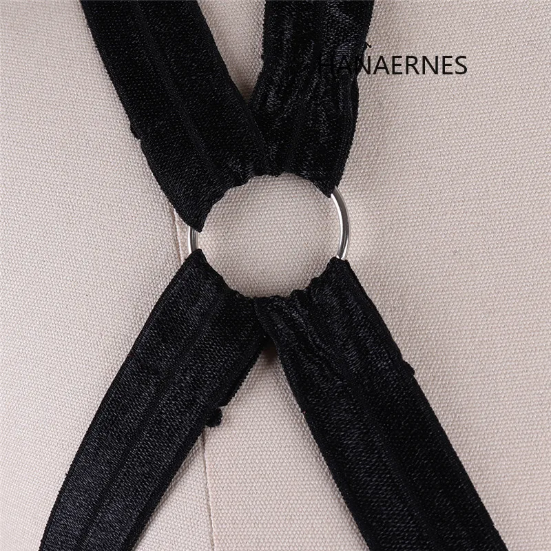 Hanaernes lingerie geométrica feminina, sutiã de peito bondage para mulheres, suspensórios de cinta liga gótica