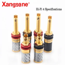 Xangsane 4pcs hifi red copper gold-plated wiring board hifi speaker wiring long/short column jack amplifier banana plug socket