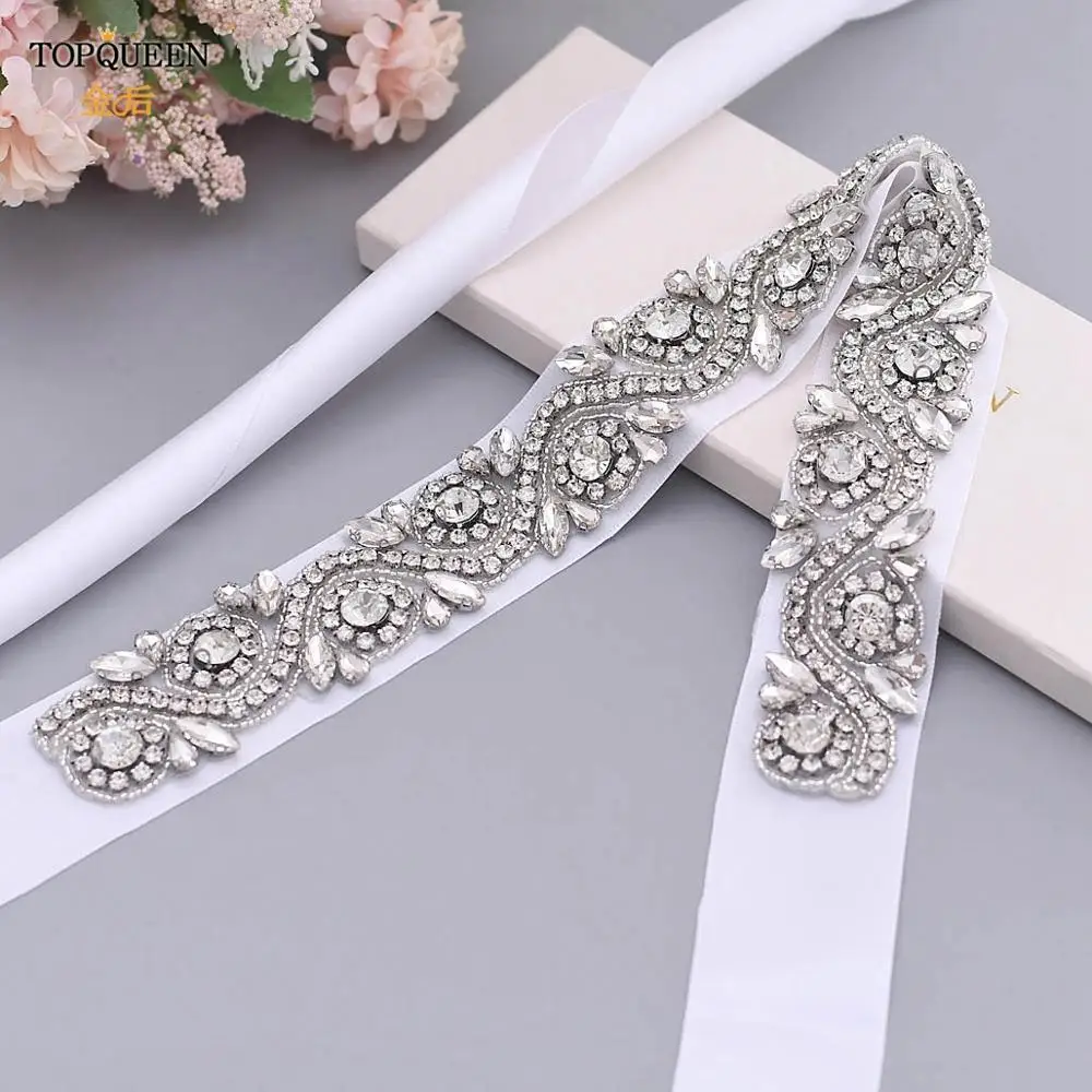 TOPQUEEN S164 Luxury Designer Women'S Belts Shiny Rhinestones Bridal Bridesmaid Dress Wedding Accessories Party Evening Girdles