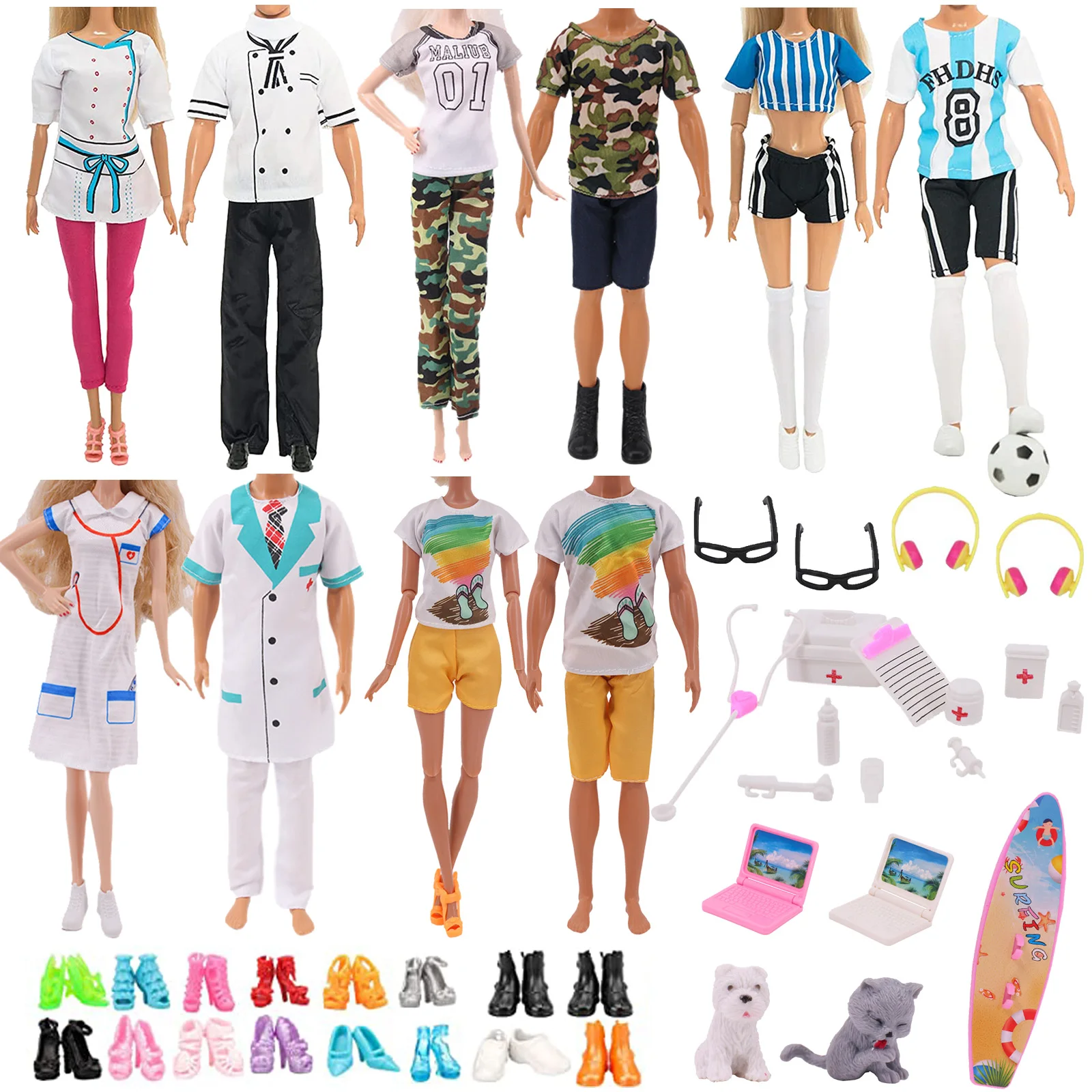 Barbies Ken Doll Clothes Cheap Boy outfit Girl Doll Couple Doll Dress Suits Pants Uniform Daily Casual Wear Accessories Kids Toy