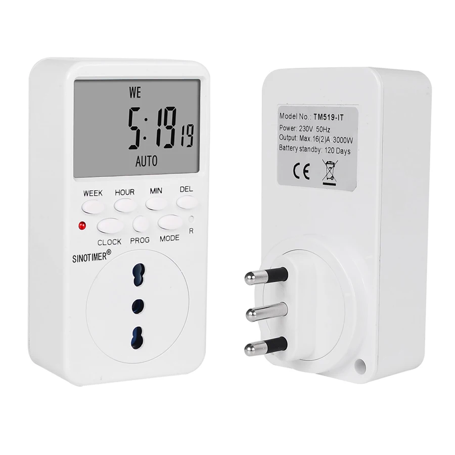 TM519 BR EU UK US IL IT 220V 110V Time plug Timer AC UK Plug Power Socket Timer Switch Outlet Time Clock Programmable Plug