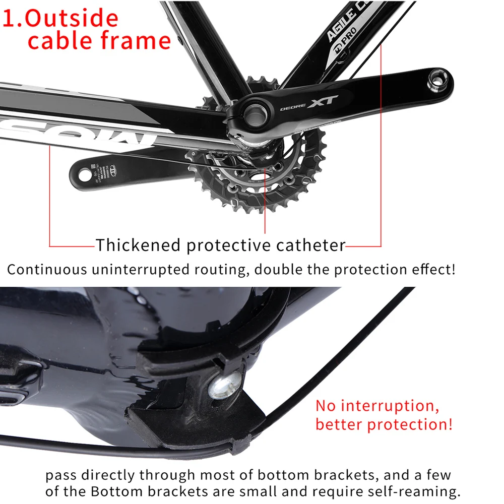 RISK Bicycle Brake Slick Lube Liner Road Mountain Bike Shifting  Cable Catheter  Oil Tube Pipe Housing MTB Inner Line Protector