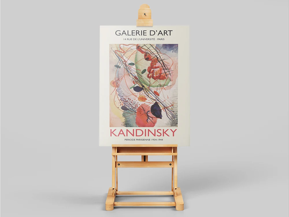 Wassily Kandinsky Poster Vintage 1960's Galerie Berggruen Exhibition Museum Canvas Print Abstract Painting Wall Picture Decor