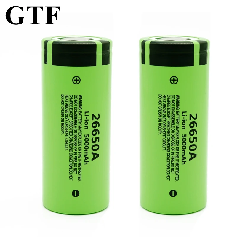 GTF 3.7V 26650 5000mAh Li-ion Rechargeable Battery 26650A High Real Capacity 5000mAh Batteries for LED flashlight Electric toys