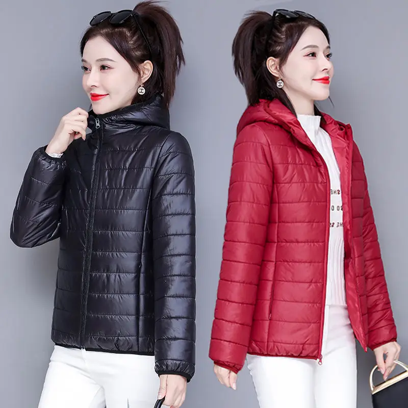 Mỏng Nhẹ Xuống Áo Khoác Nỉ Nữ Ngắn Áo Khoác Thu Đông Áo Khoác Hoodie Nữ Sinh Viên Rời Hàn Quốc Nhẹ Mùa Đông Quần Áo C